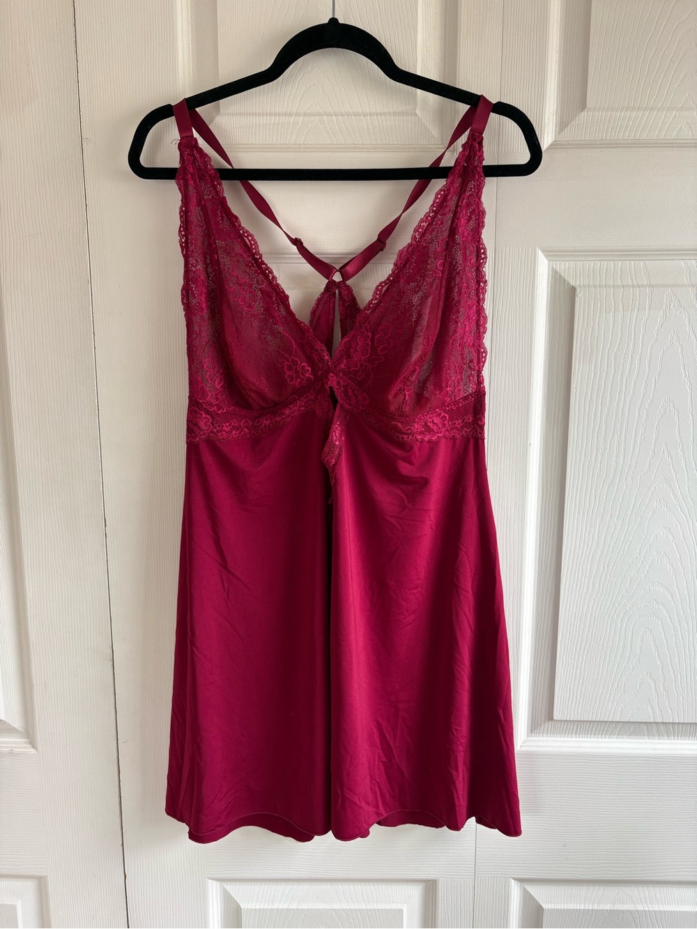 Torrid Babydoll Nightgown Lingerie‎ Lace Bodice V Neck 1X Pink Racer Back Sexy